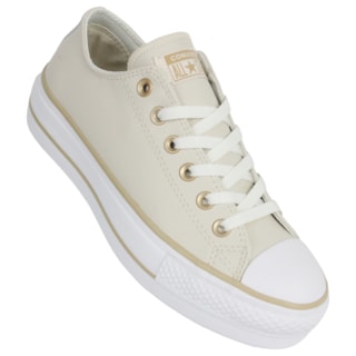 Tênis Converse Chuck Taylor All Star Plataform Nude Bege Claro Caqui Fosco