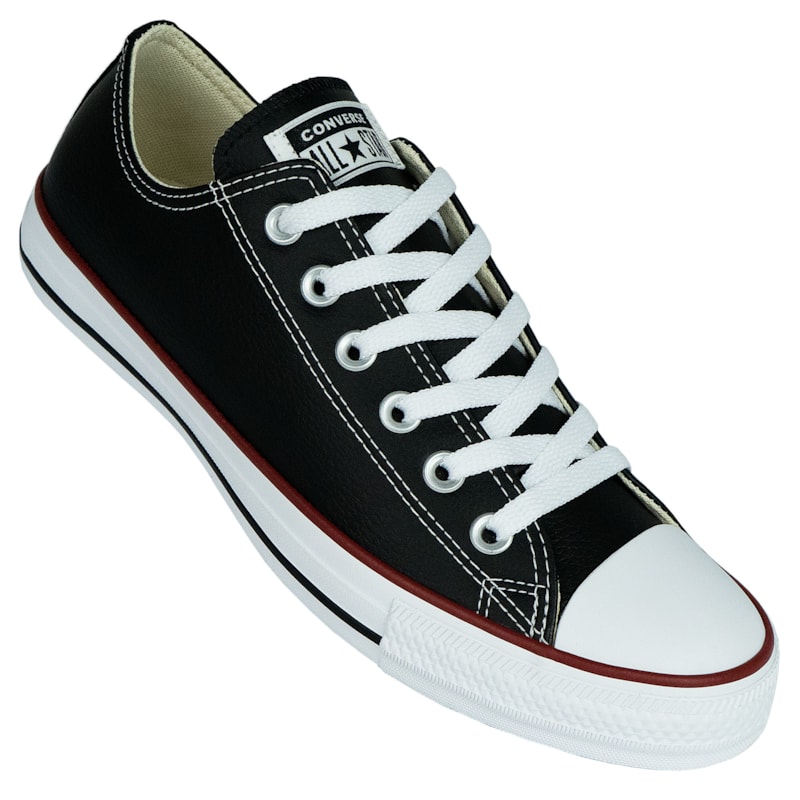 Tênis Converse Chuck Taylor All Star Preto Vermelho Branco Couro