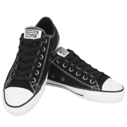 Tênis Converse Chuck Taylor Skate Pro Camurça Preto Preto Branco