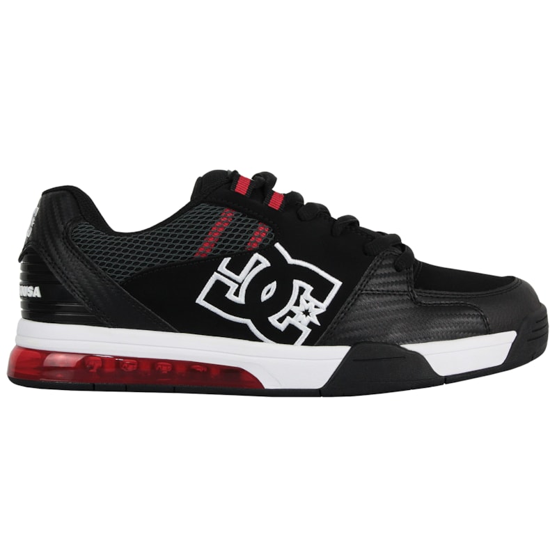 Tênis DC Shoes Versatile Black White Athetic Red