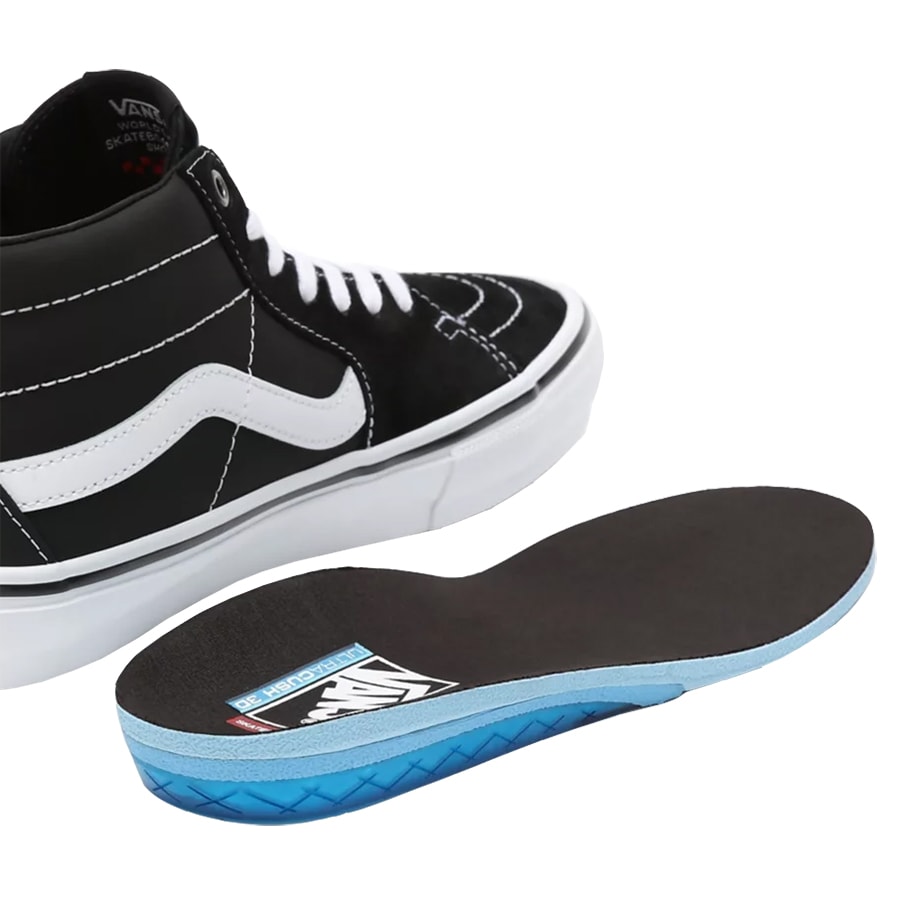 Tênis Vans Sk8 Mid Pro Black White Leather Grosso