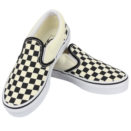 Tênis Vans Slip On Checkerboard Infantil White Black