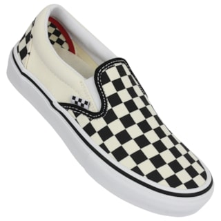 Tênis Vans Slip On Skate Checkerboard White Black