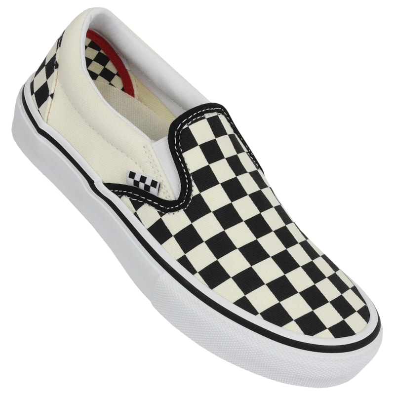 Tênis Vans Slip On Skate Checkerboard White Black