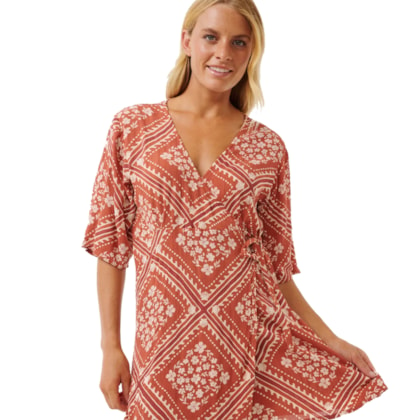 Vestido Rip Curl Soleil Wrap Mini Rust